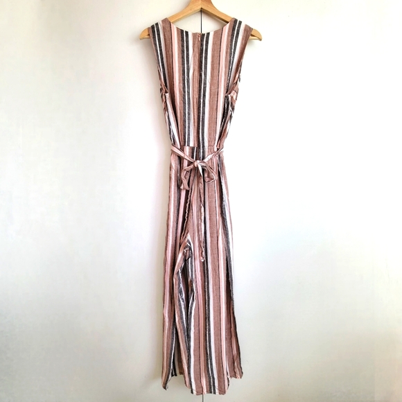 Chloe Rene Summer Boho Jumpsuit Sleeveless Linen Blend Size Petite Large - Picture 5 of 15